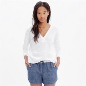 Madewell Luster V-Neck Tee Shirt in White